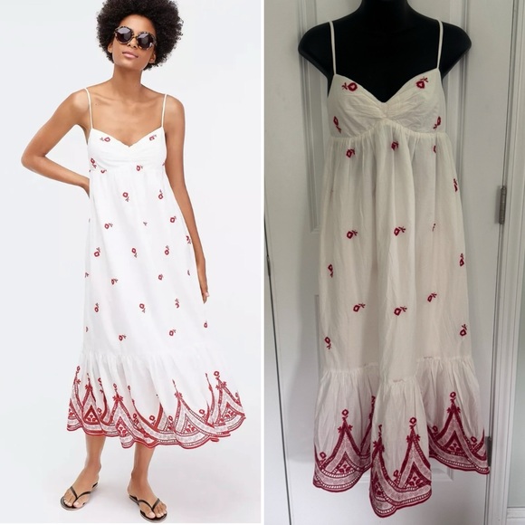 J. Crew Embroidered Beach Maxi Dress in Cotton Voile - Picture 1 of 13